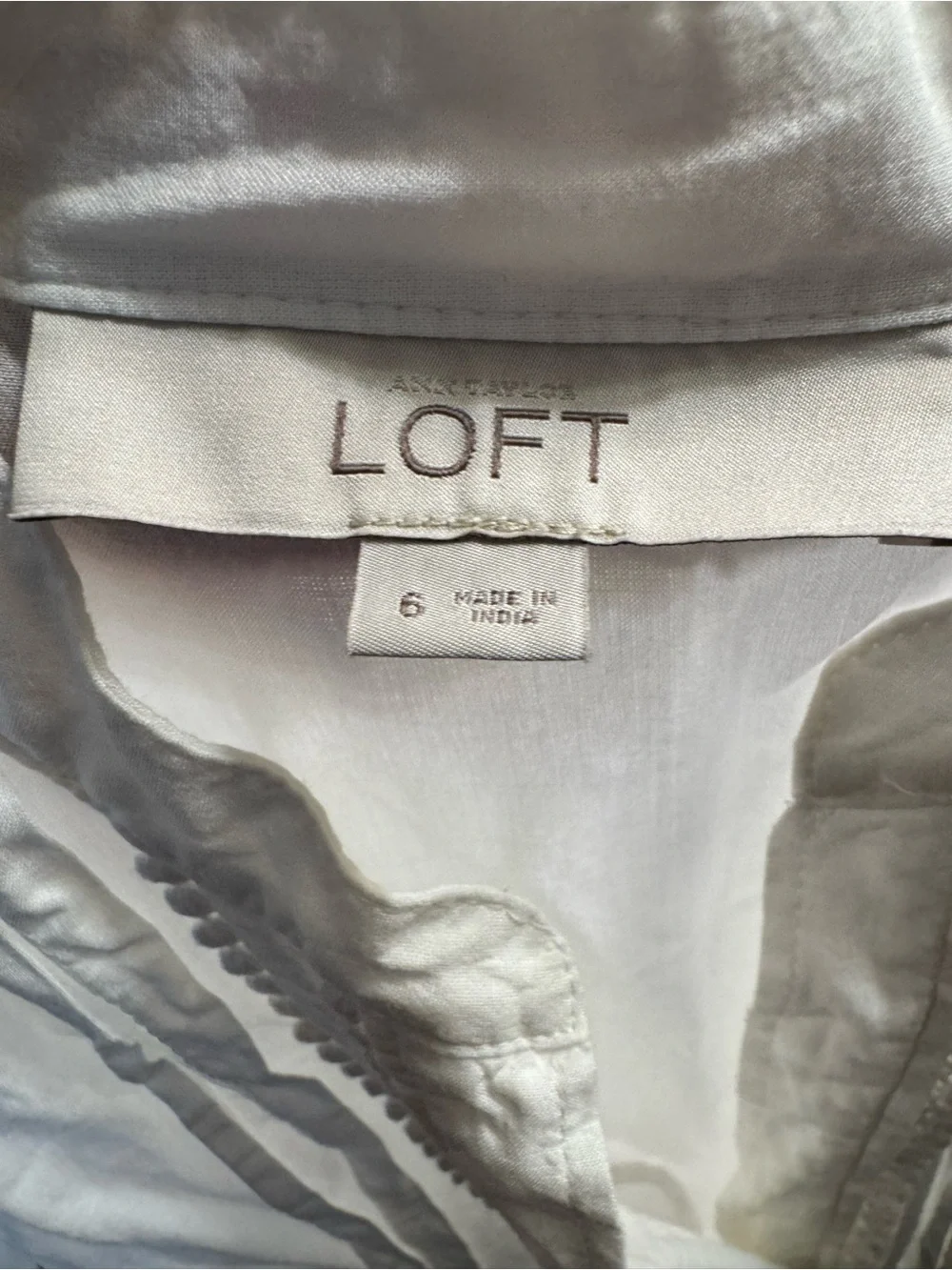 LOFT White Sleeveless Button-Front Dress with Tie Waist